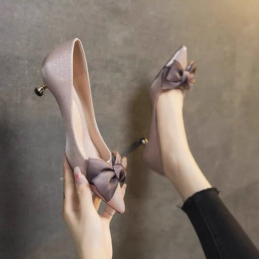 Kitty heel Bow Style -Rusky Pink