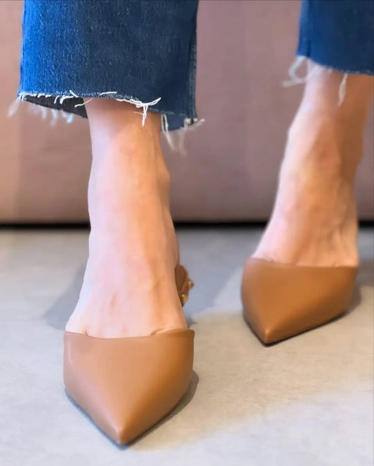 Stone Trapeze Heel - Light Brown