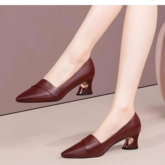 Chic Square Heel for women-Mehroon