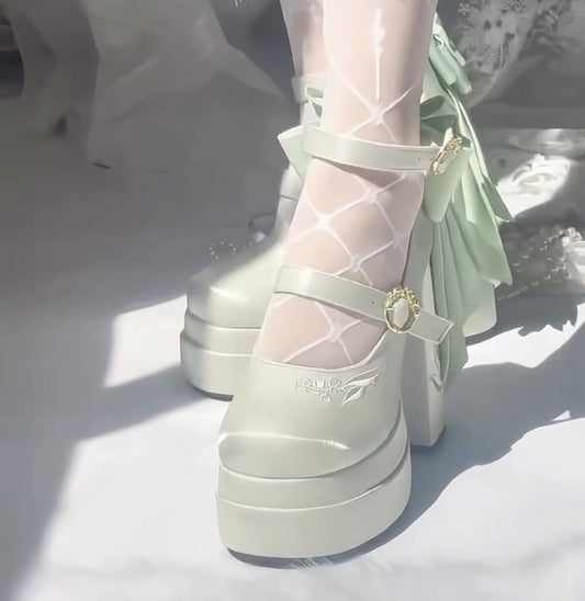 Serene Ribbon heels (Light Green)