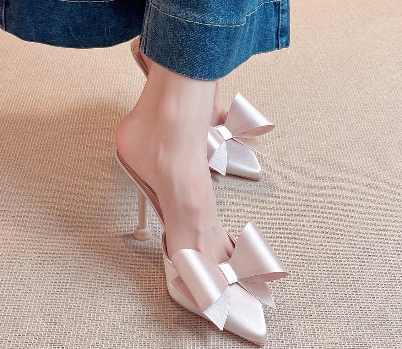 Luxe bow mule heel
