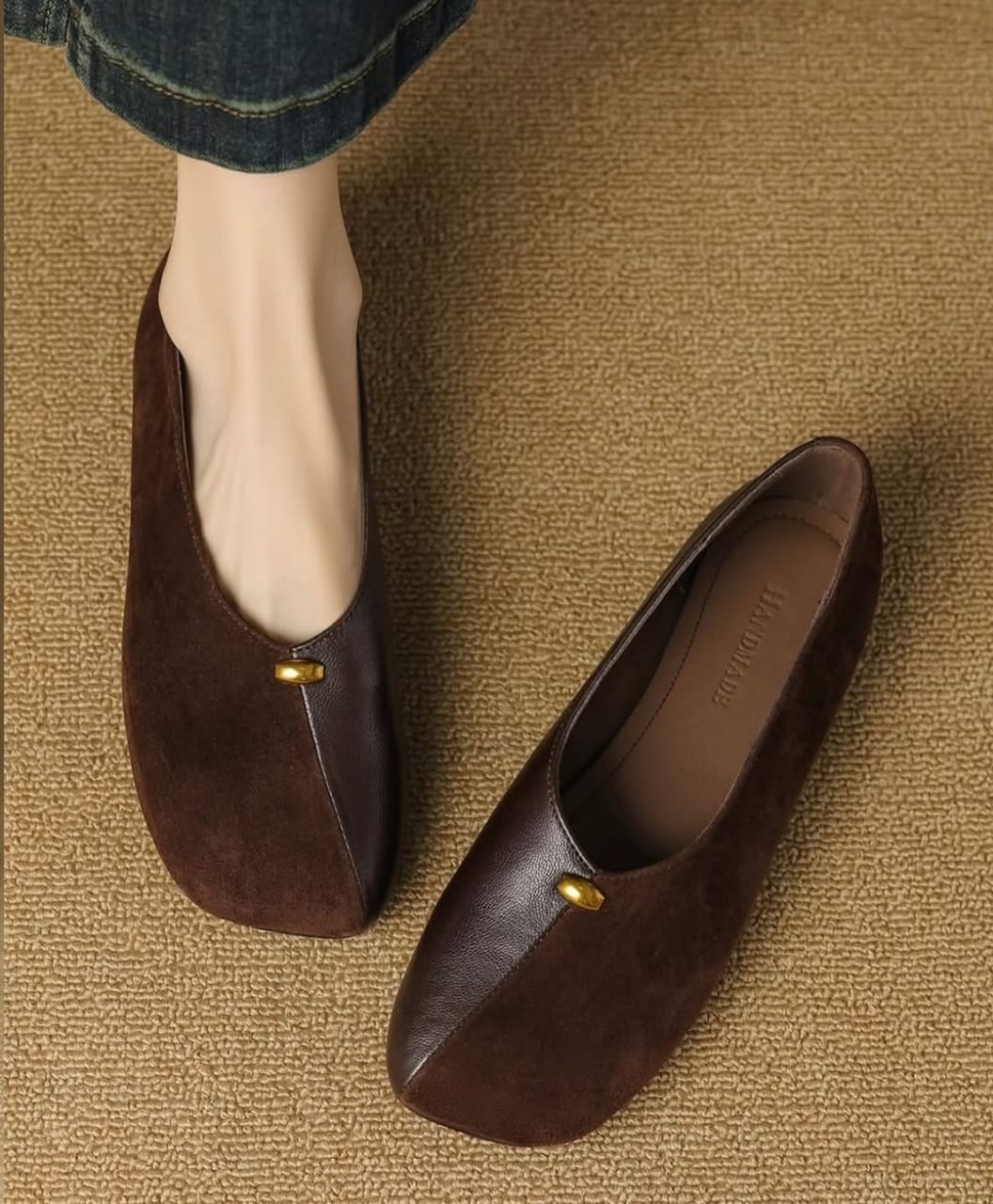 Velvet Ease Flats (Brown)