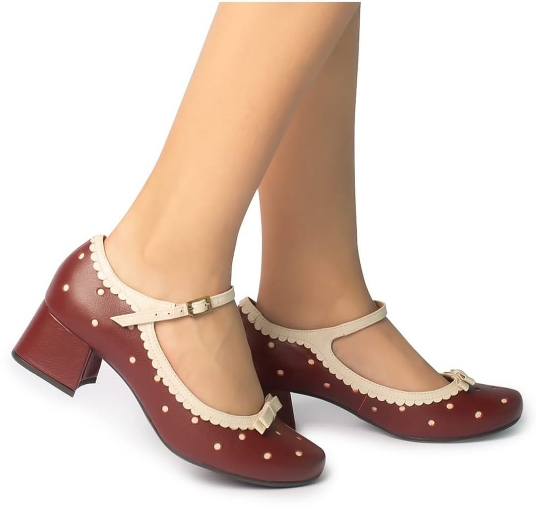 Inspired vintage block heel (Red)