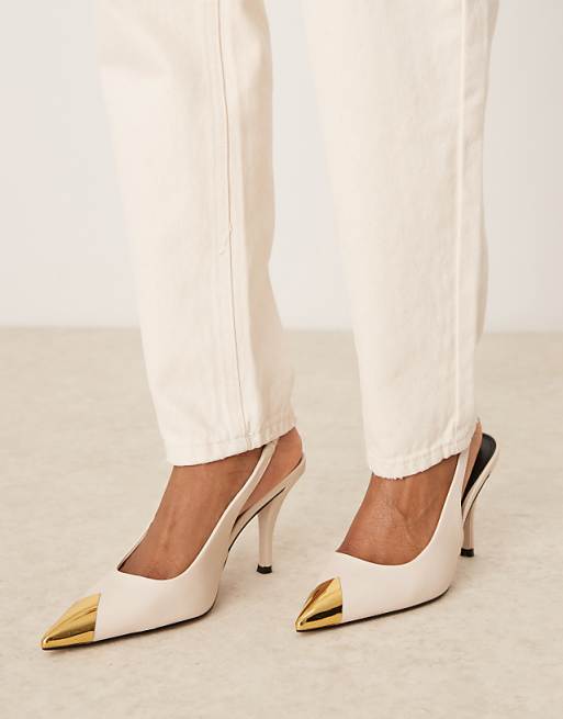 Slingback Shoes for women-Off white