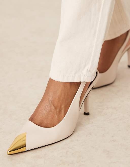 Slingback Shoes for women-Off white
