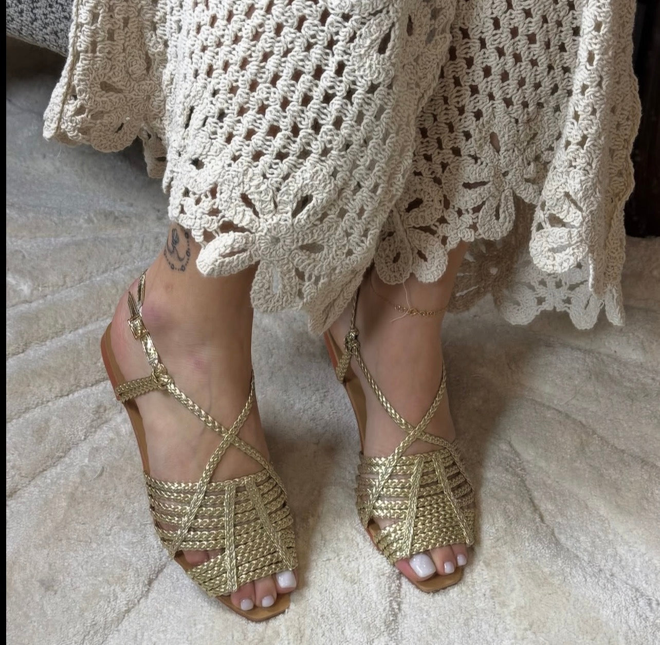 Golden Mirage Weave Sandal