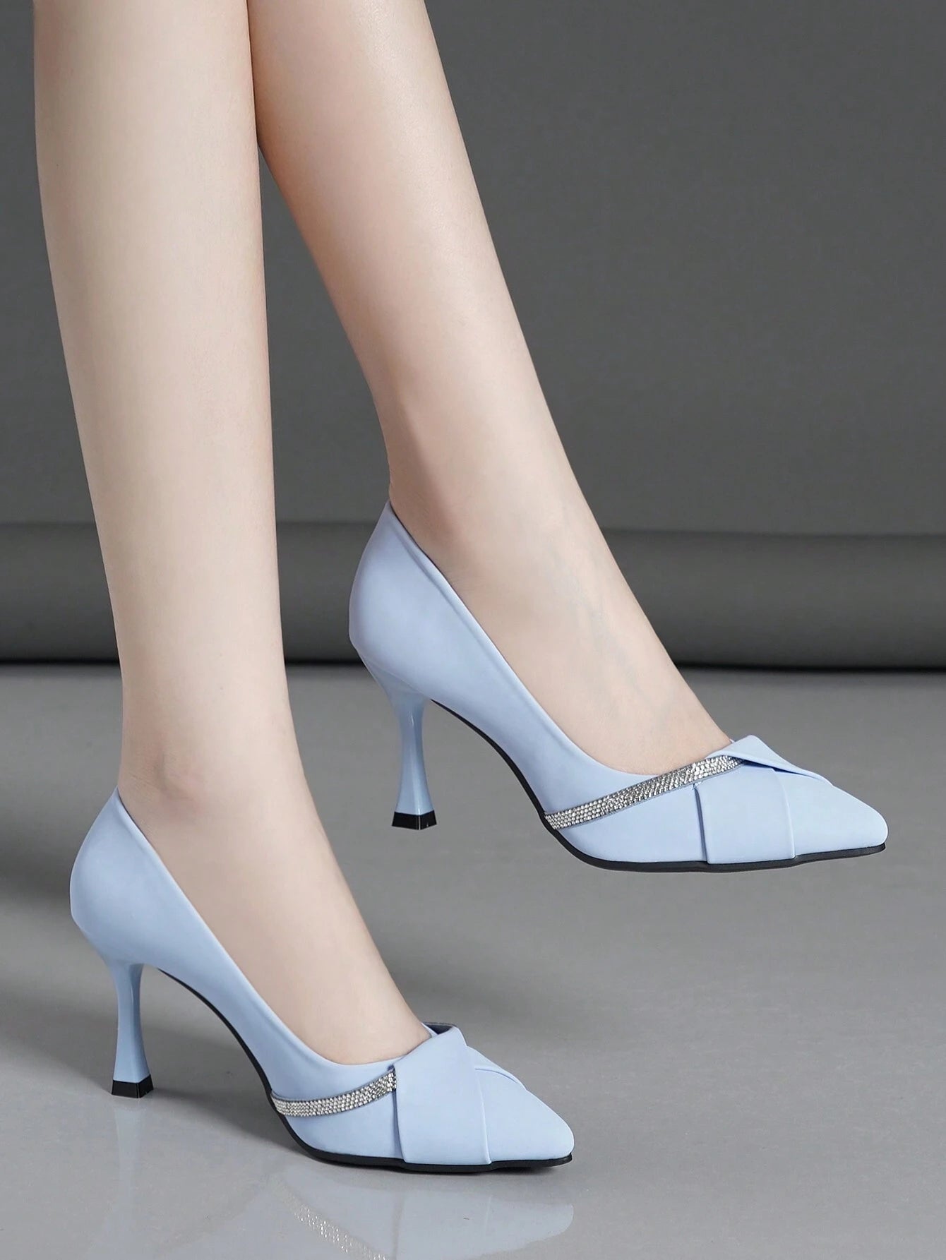 Rhinestone court shoes- Baby Blue