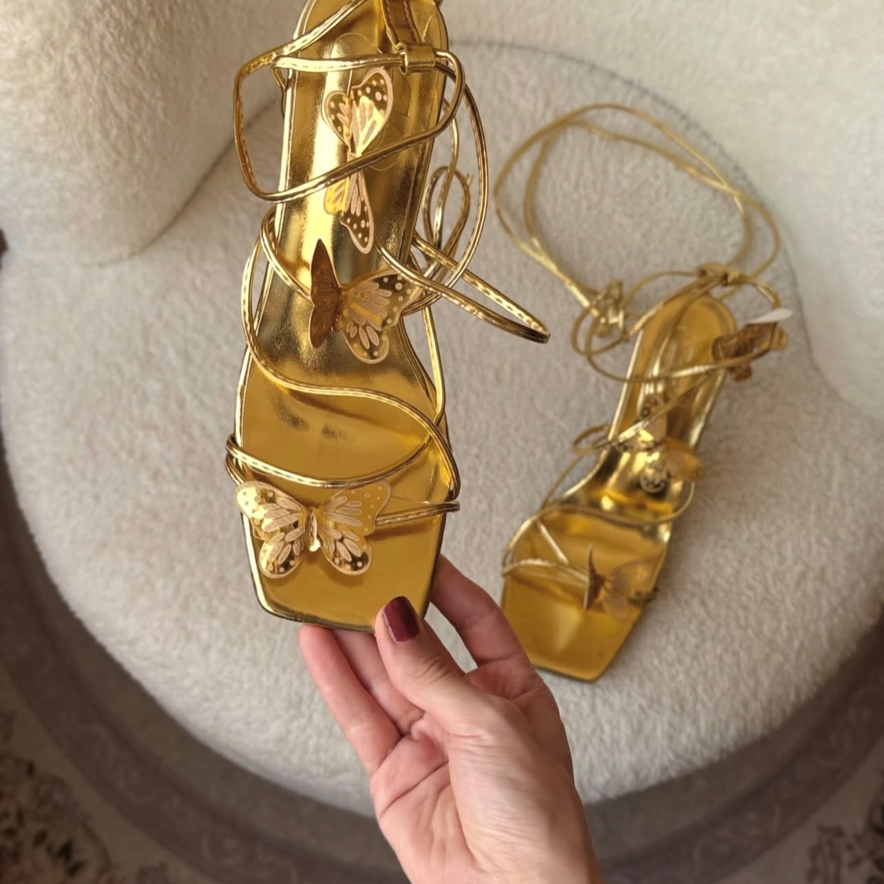 Fancy Gold butterfly Heels