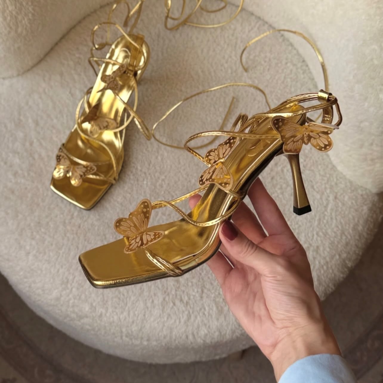 Fancy Gold butterfly Heels