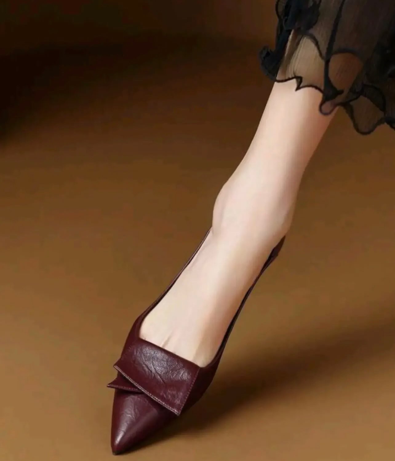 Kitten-Heel Pumps (Dark Brown)