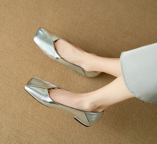 Sofia Metallic Ballet Flat (Silver)