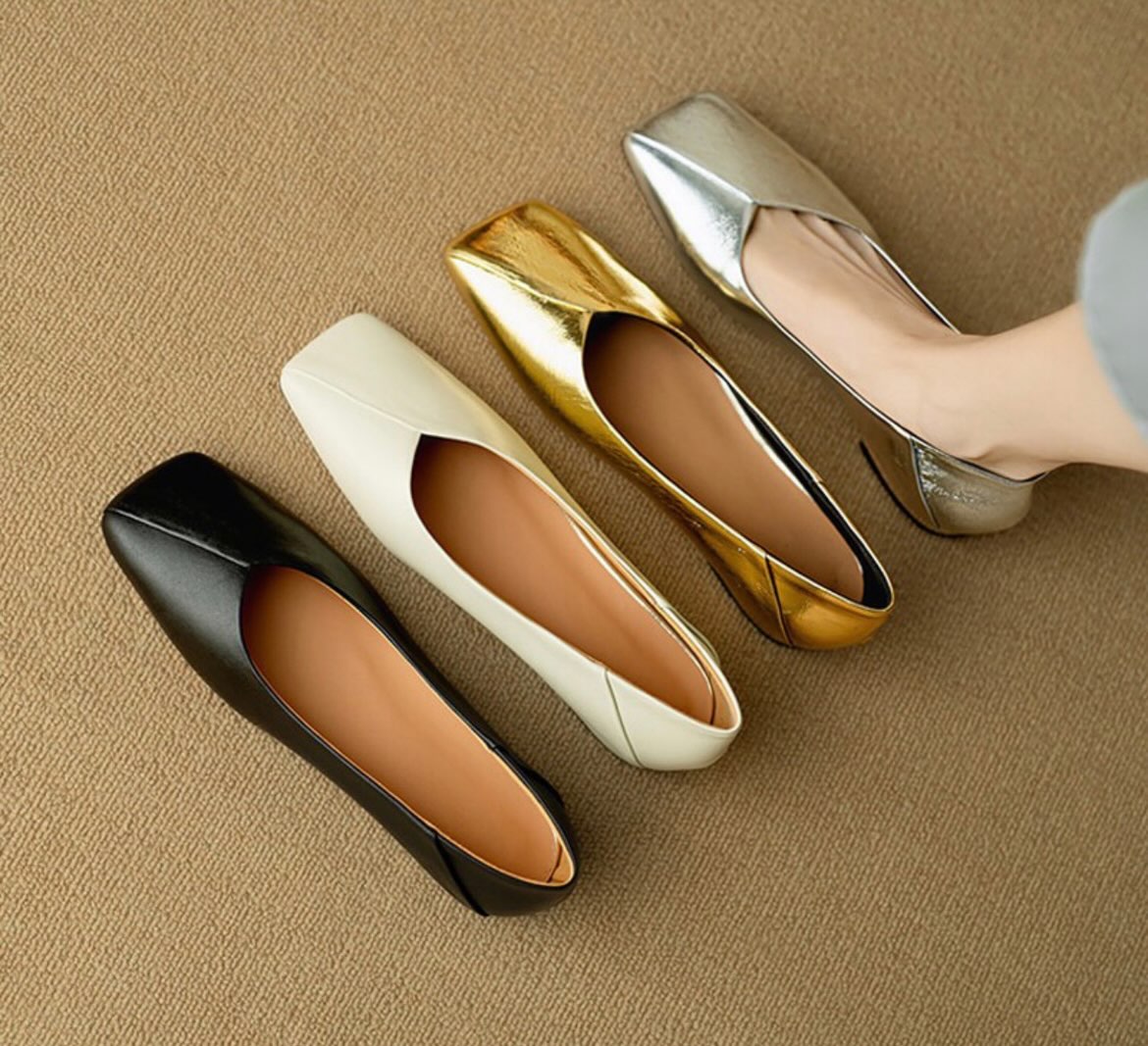 Sofia Metallic Ballet Flat (Black)