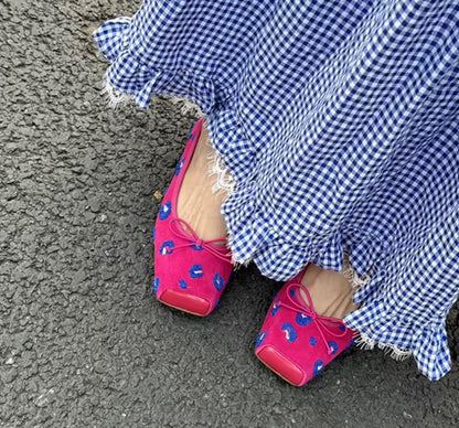 Leopard Bow Flats (Pink)