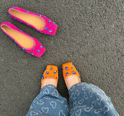 Leopard Bow Flats (Pink)