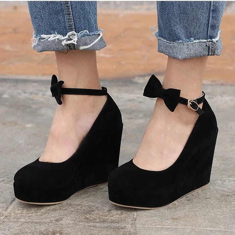 Women's high heels wedges- Black