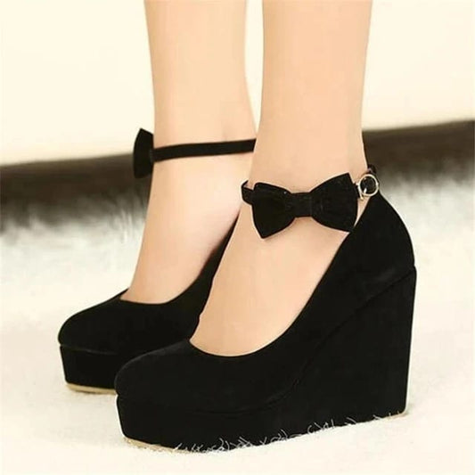 Women's high heels wedges- Black