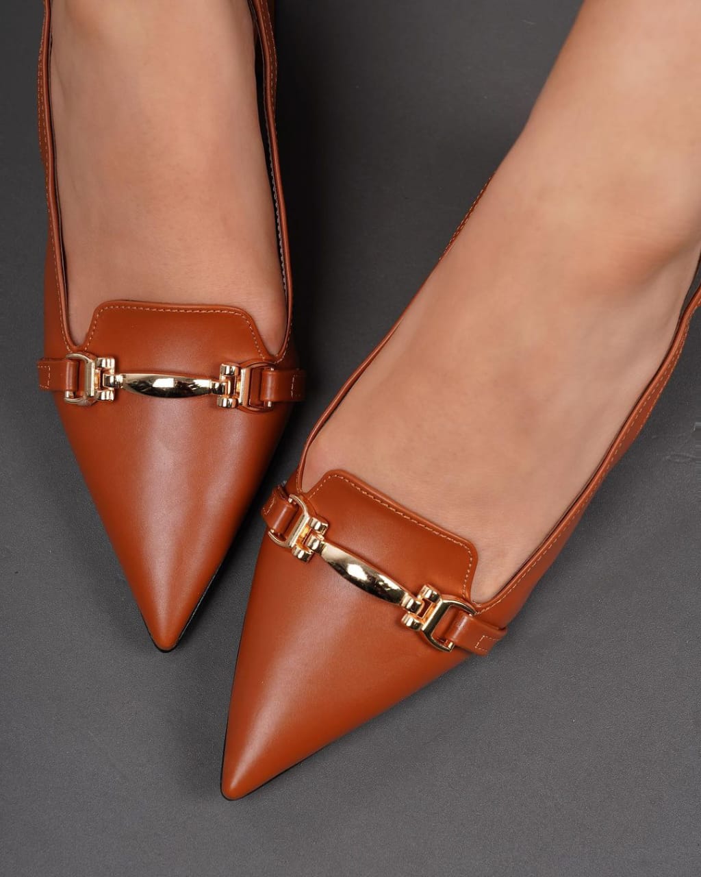 Chain Decor heel-Brown