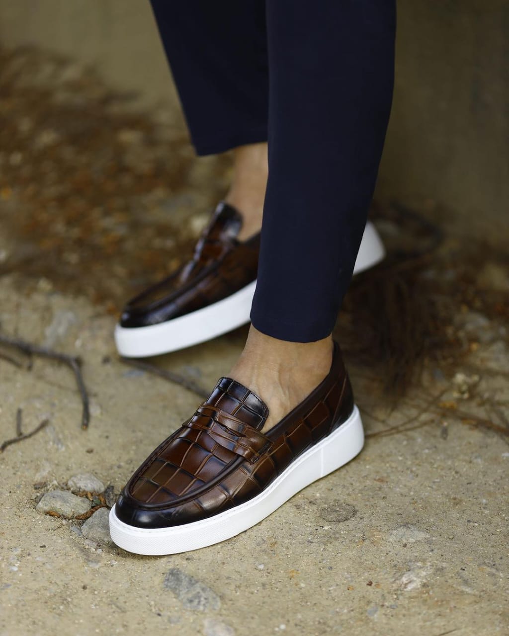 Coffee Croc Men's Shoes-100% Pure leather