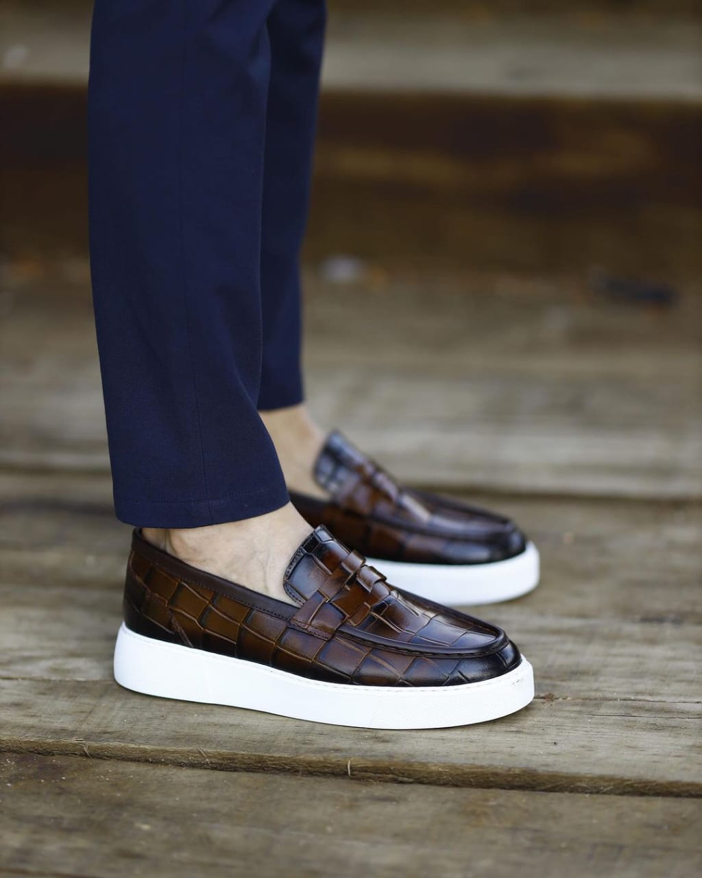 Coffee Croc Men's Shoes-100% Pure leather