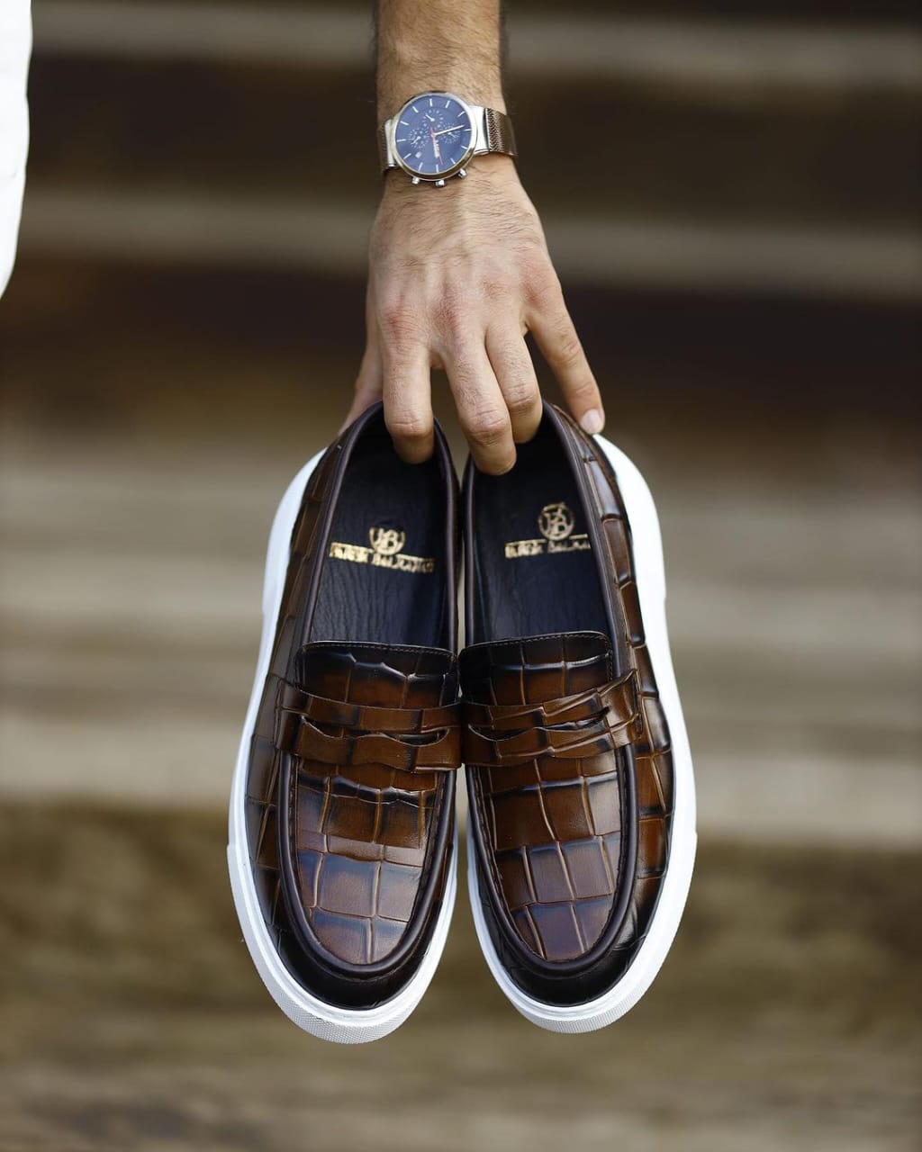 Coffee Croc Men's Shoes-100% Pure leather