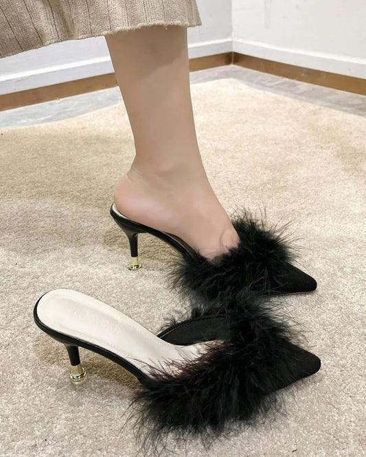 Furr Heel for women-Black