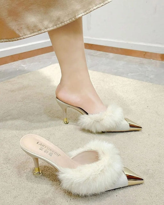 Furr Heel for women-White