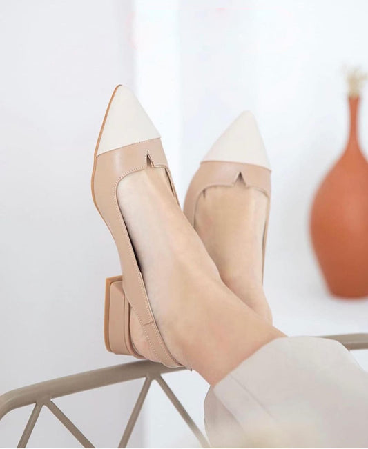 Mone Block Heel- Beige & Off White