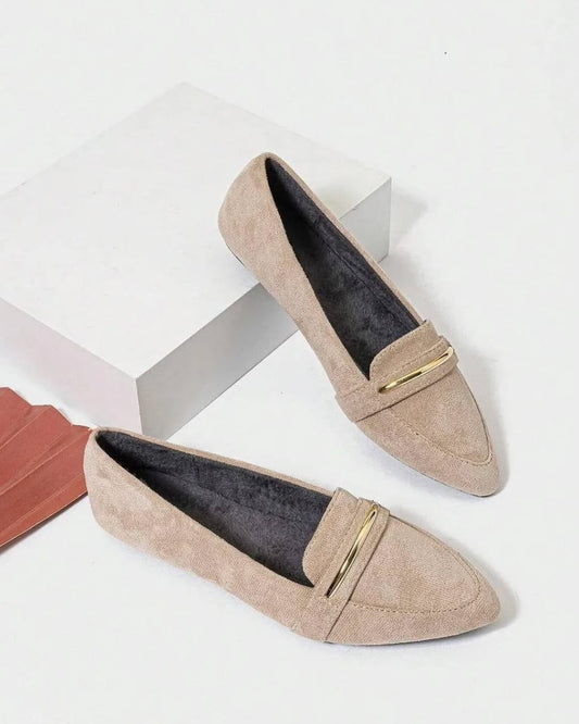 Metal Decor Flat Shoes-Off white