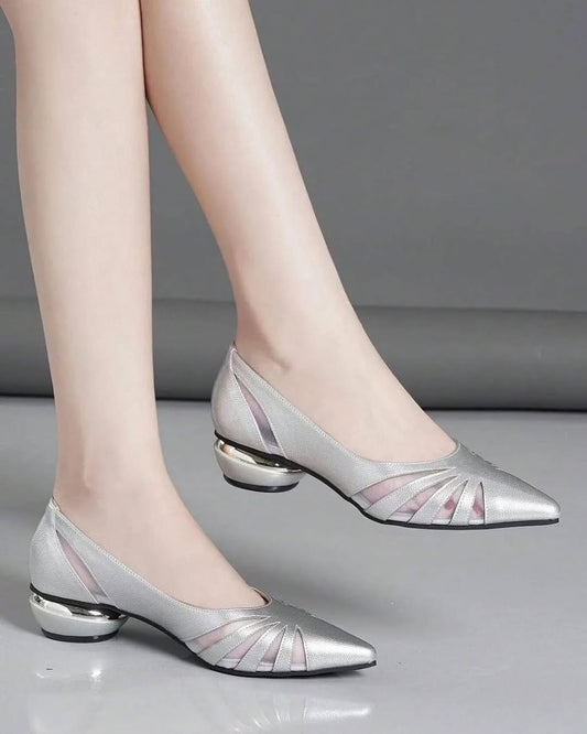 Chunky Heel- Silver