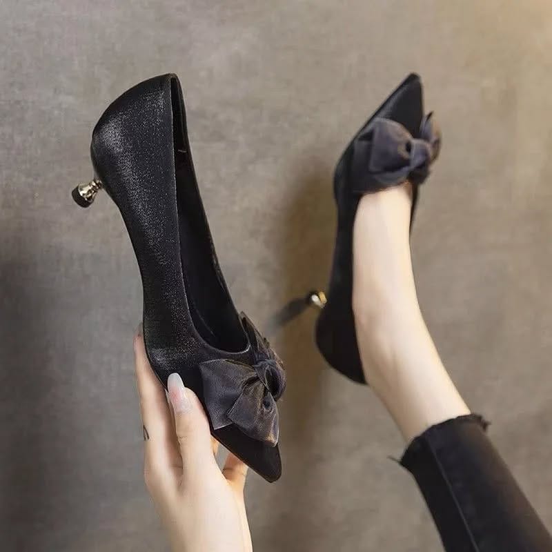 Kitty heel Bow Style -Black