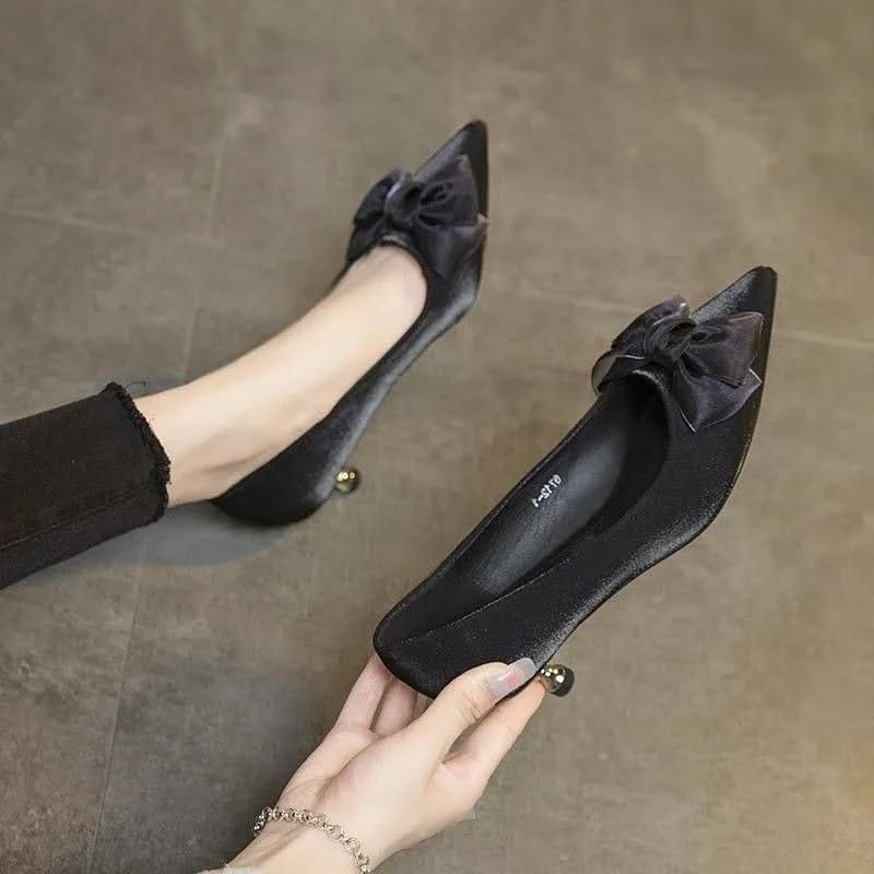 Kitty heel Bow Style -Black