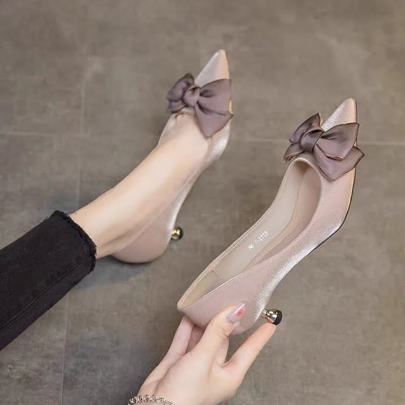 Kitty heel Bow Style -Rusky Pink