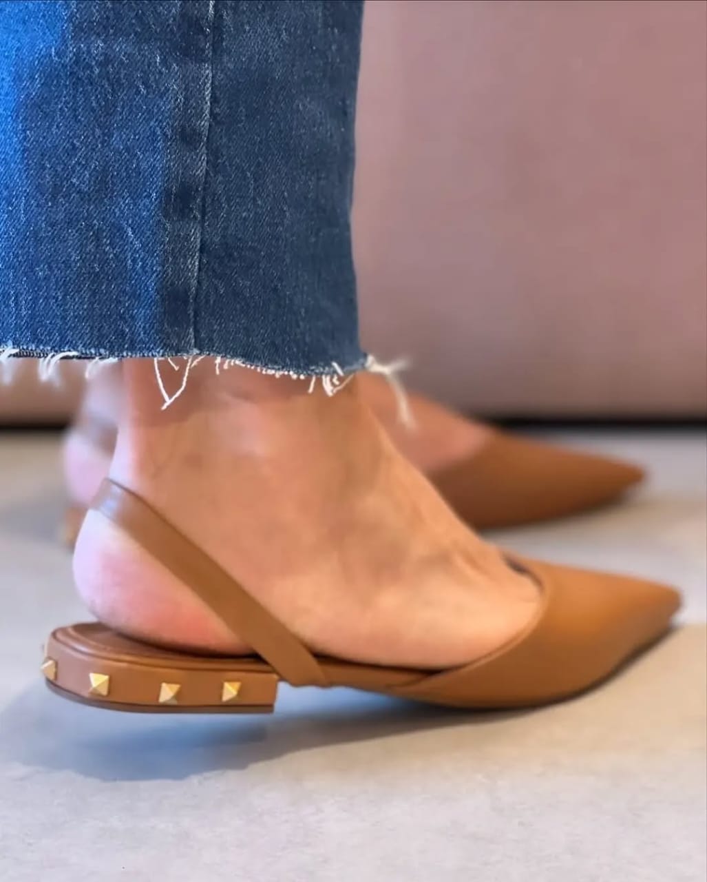 Stone Trapeze Heel - Light Brown