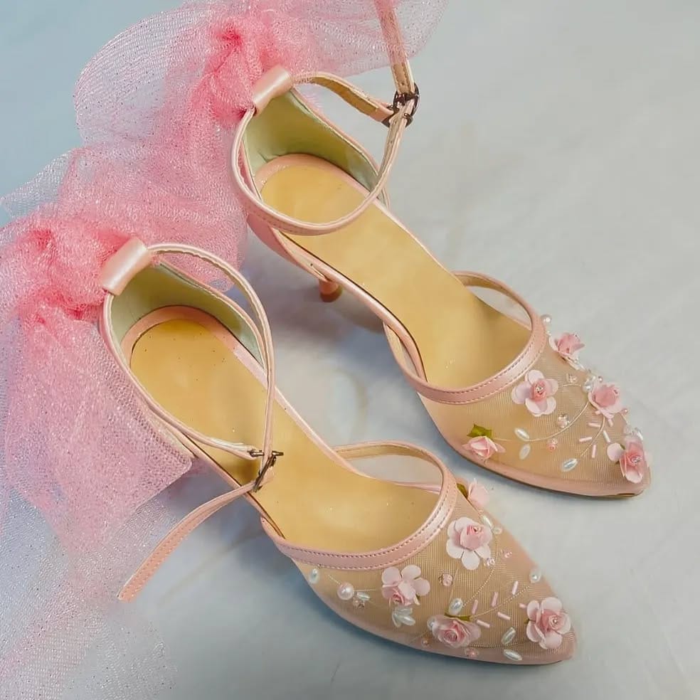 Organza Pink Flower-  Shoes for Women