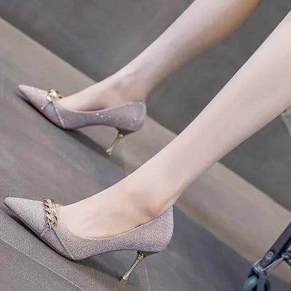 Glitter Heel for women-Beige