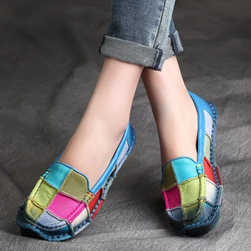 Asian loafer for women- Blue Green
