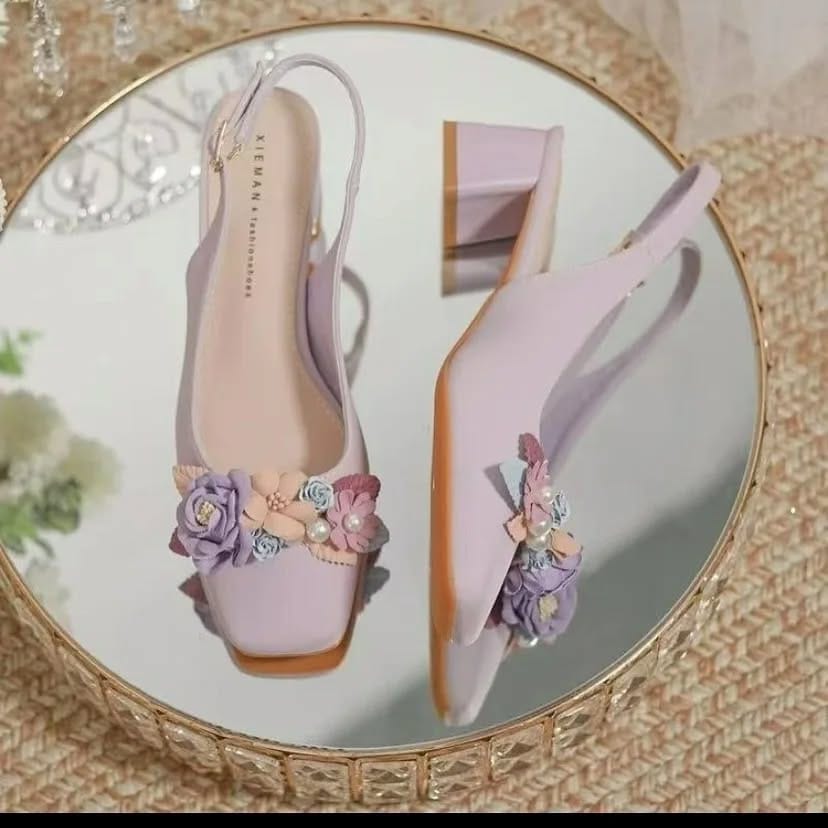 Purple Minimalist flower heel - Shoes for Women