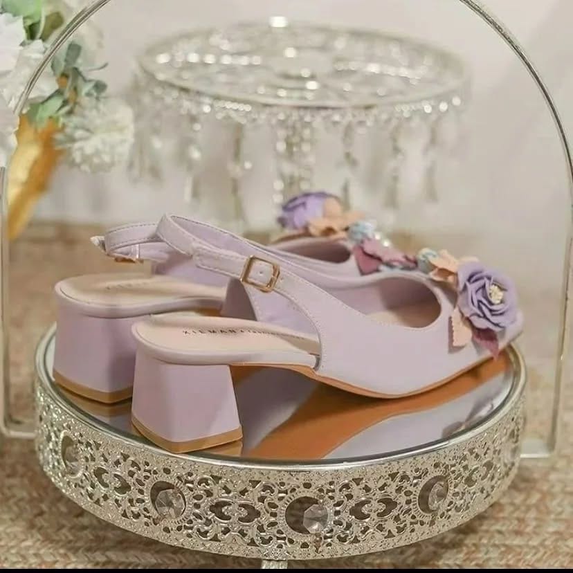Purple Minimalist flower heel - Shoes for Women
