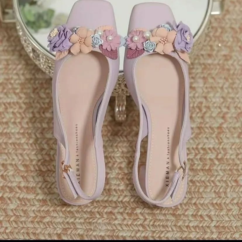 Purple Minimalist flower heel - Shoes for Women