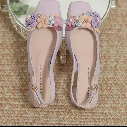 Purple Minimalist flower heel - Shoes for Women