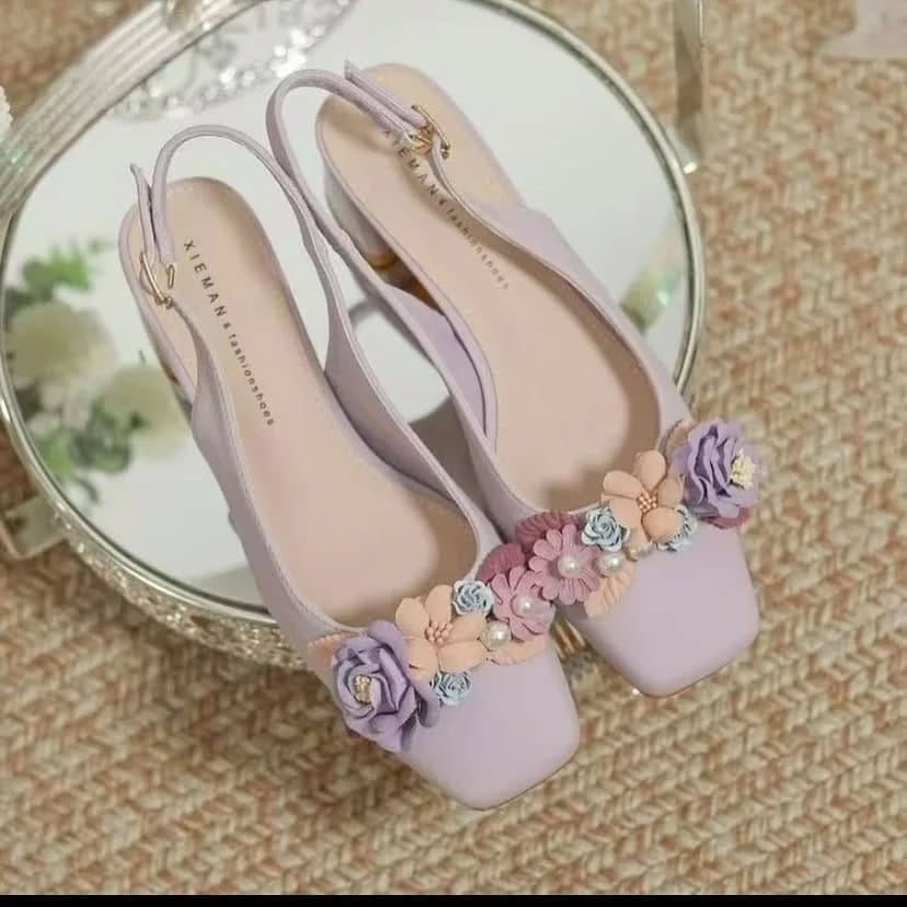 Purple Minimalist flower heel - Shoes for Women