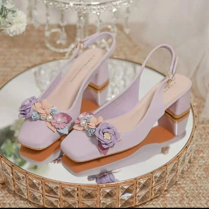 Purple Minimalist flower heel - Shoes for Women