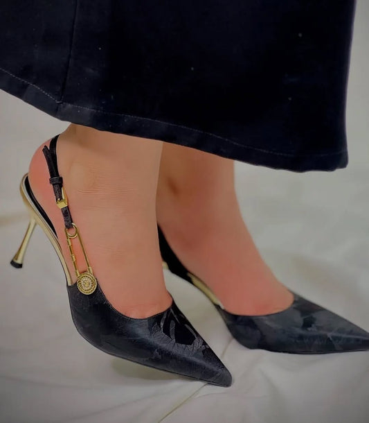 Blossom side stripe Heel- Black