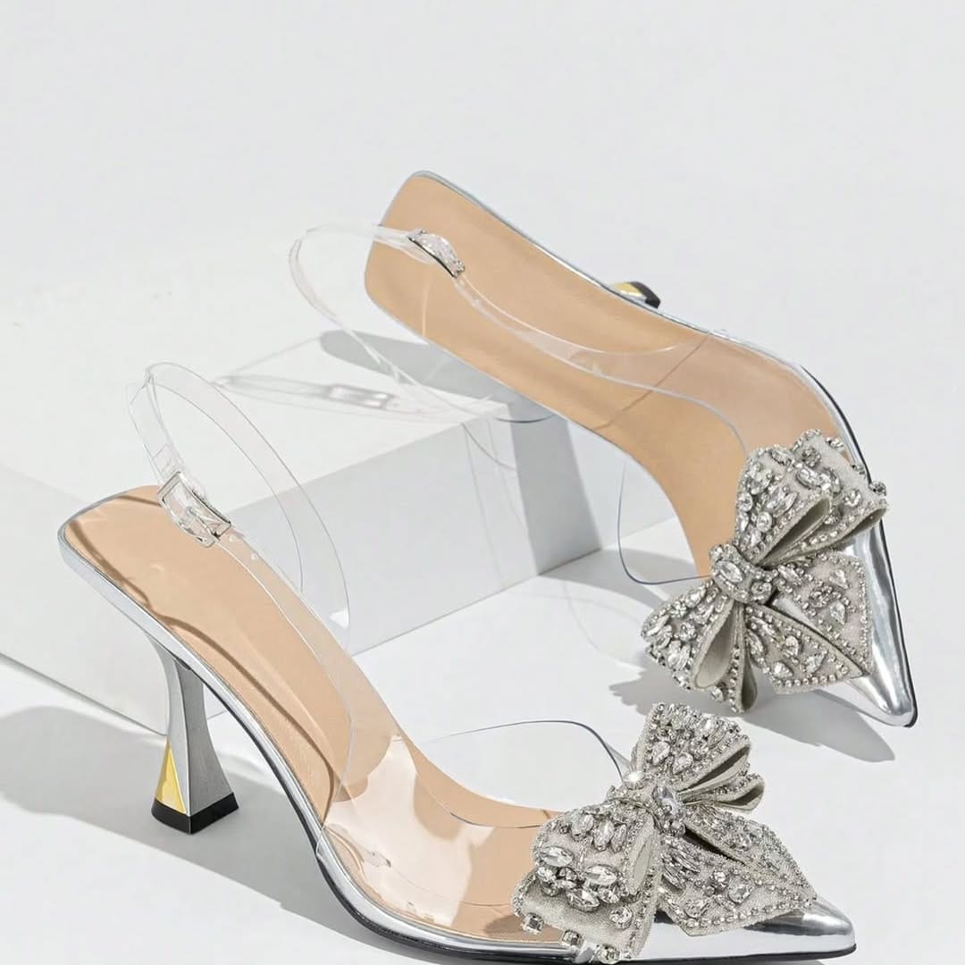 Fancy Bow Heel - Silver