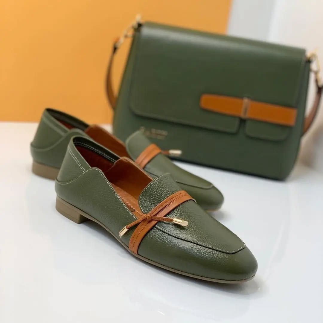 Britian style shoes (olive green)