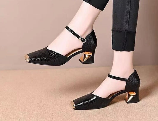 Metallic thick heels (Black)