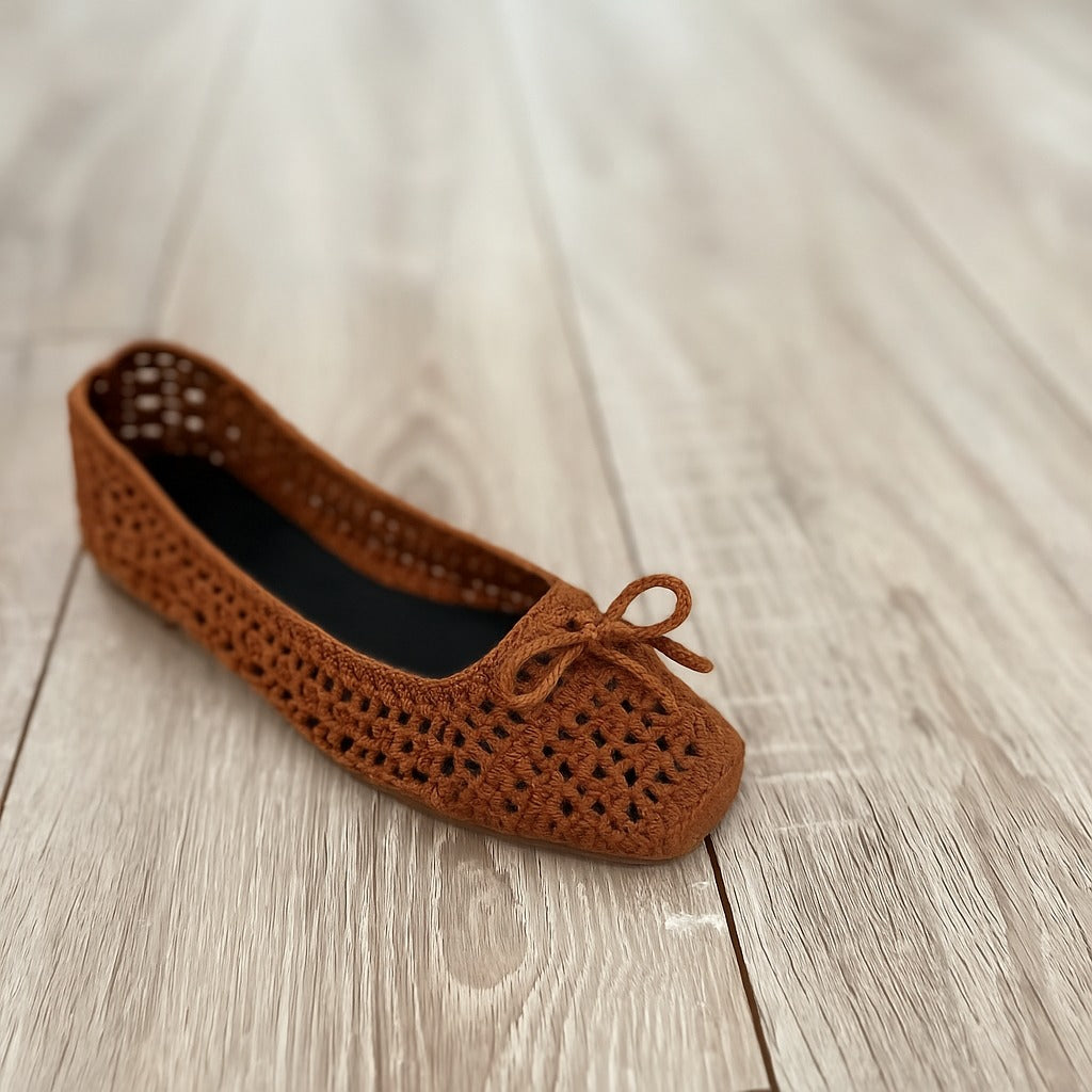 Knit Charm Shoes (Brown)