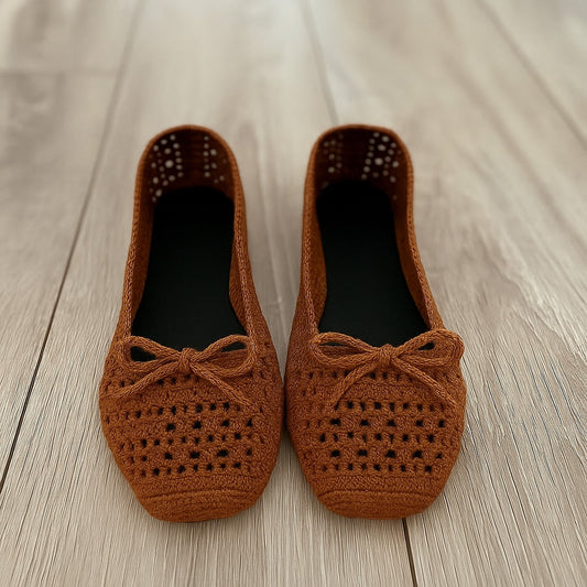 Knit Charm Shoes (Brown)