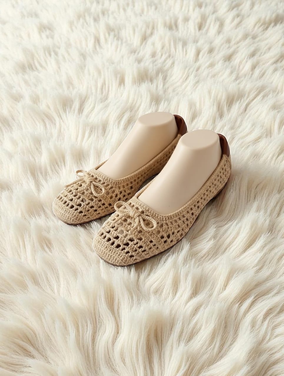 Knit Charm Shoes (Beige)