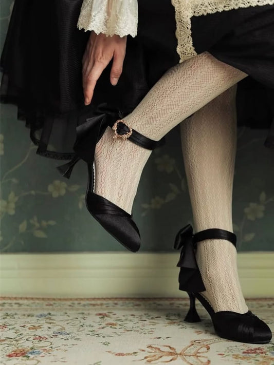 Satin Bow wedding heel (Black)